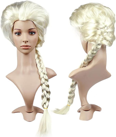 Yisscen Peluca, Frozen Elsa peluca, peluca blanca, peluca de pelo largo para mujer, peluca de fibra sintética, peluca de anime, aplicable a Navidad, fiesta de Halloween, bar, cosplay de concierto